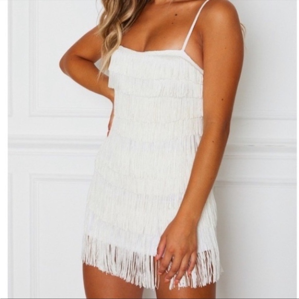 White fox fringe dress!